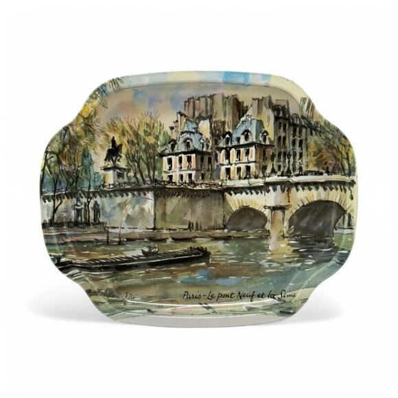 Vintage Elite Trays Paris Pont Neuf Metal Serving Tray – Made in England - Picture 1 of 10